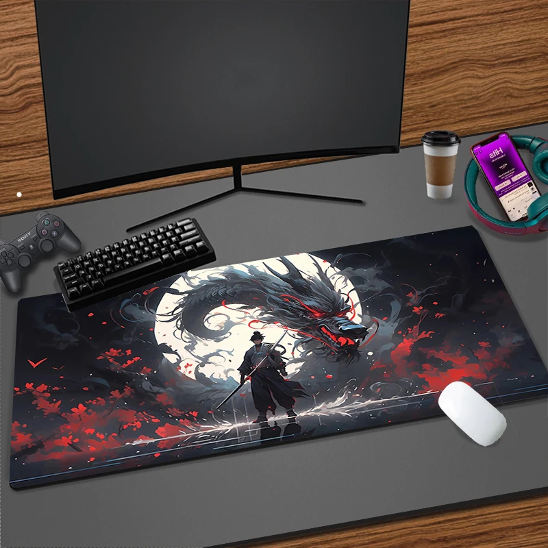Mouse Pad Gaming Moon Samurai Pc Accessories Laptop Computer Speed Mini Pc Gamer Keyboard Desk Mat Big 100x50 Mousepad Gift 2