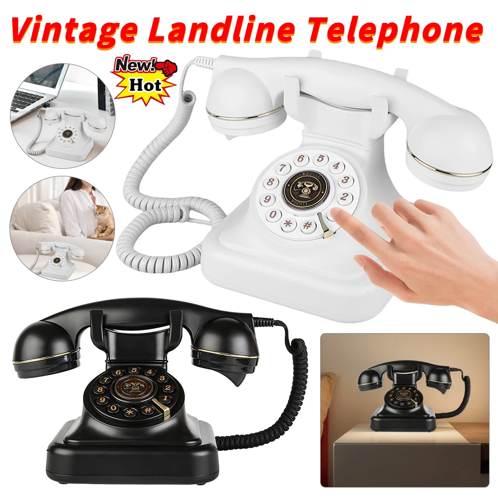 Vintage Landline Telephone Antique Corded Desk Dial Phone for Wedding Party Birthday Antique Retro Home Decoration Dropshipping