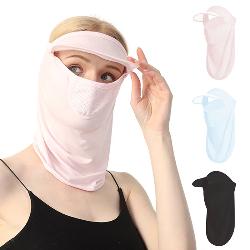 

Summer Ice Silk Mask Men Women Sun Hat Outdoor Sports Motorcycle Cycling Masks Scarf Sunscreen Full Face Mask Beach Cap Visor