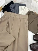 2025 Fashion Black Suit Haren Pants Women Elegant Elastic High Waist Casual Trousers Woman Korean Style Solid Office Pants New