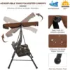 AECOJOY 3-Seat Proch Swing Chair Patio Canopy 2 Side Trays 3 Pillows Removable Cushion Wicker Stand Outdoor Balcony Deck Garden 2