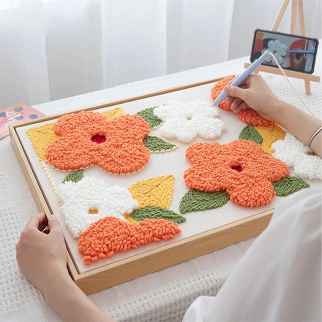 CHENISTORY DIY Punch Needle Embroidery Kit Flowers Rainbow Unique Gift Set  Kill Time Handicrafts For Adults Kids Beginner - AliExpress