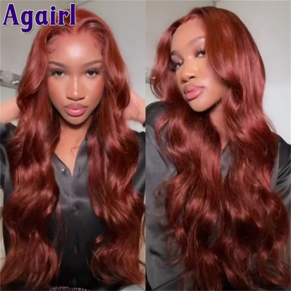 13X6 Reddish Brown Lace Frontal Body Wave Wig Brazilian Wavy 13X4 Lace Front Human Hair Wigs 200% Transparent Lace Wig for Women