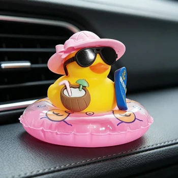 Decorazione per Auto a Forma di Anatra, Adorabile Paperella in Gomma con Occhiali da Sole e Galleggiante, Perfetta per Auto, Ufficio e Arredamento Casa