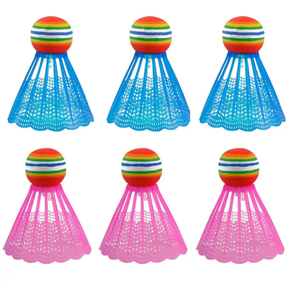 

6 Pieces LED Badminton Glowing Light Up Plastic Shuttlecock Colorful Nylon Shuttlecocks for Outdoor Sports Night