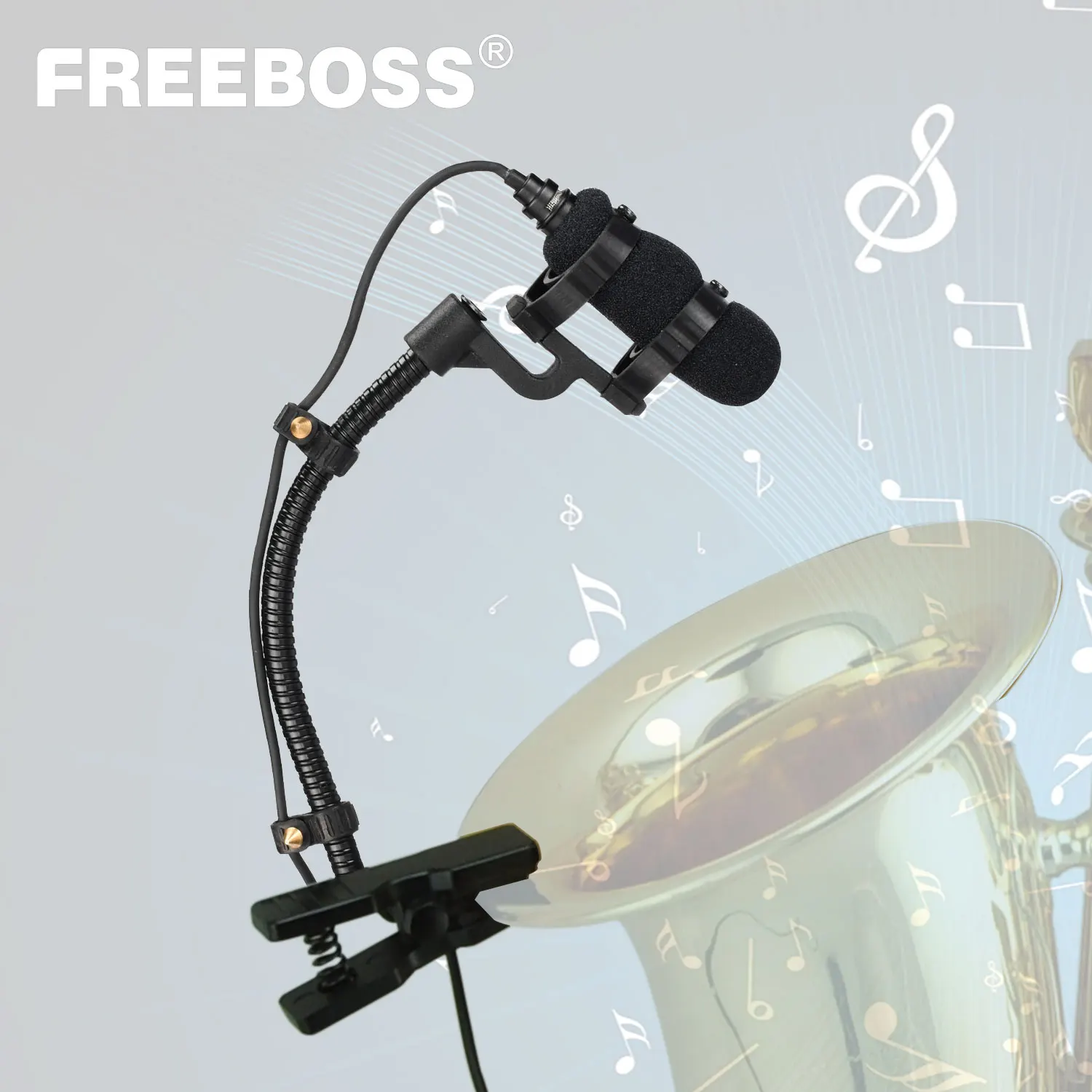 FREEBOSS-Mini Wired Saxofone Mic com Clip Condenser, 3.5mm Plug, Instrumento de Música, Microfone para Palco Pequeno, Sax Mic, IM-22