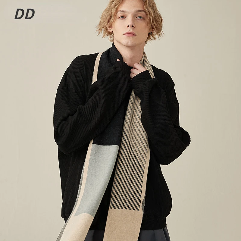 Hohe Qualität Wolle Schal Männer Herbst Winter Dicke Warme Business Vielseitig Plaid Streifen Kaschmir Schalldämpfer Chrimas Geschenk Männlichen_voghion.com