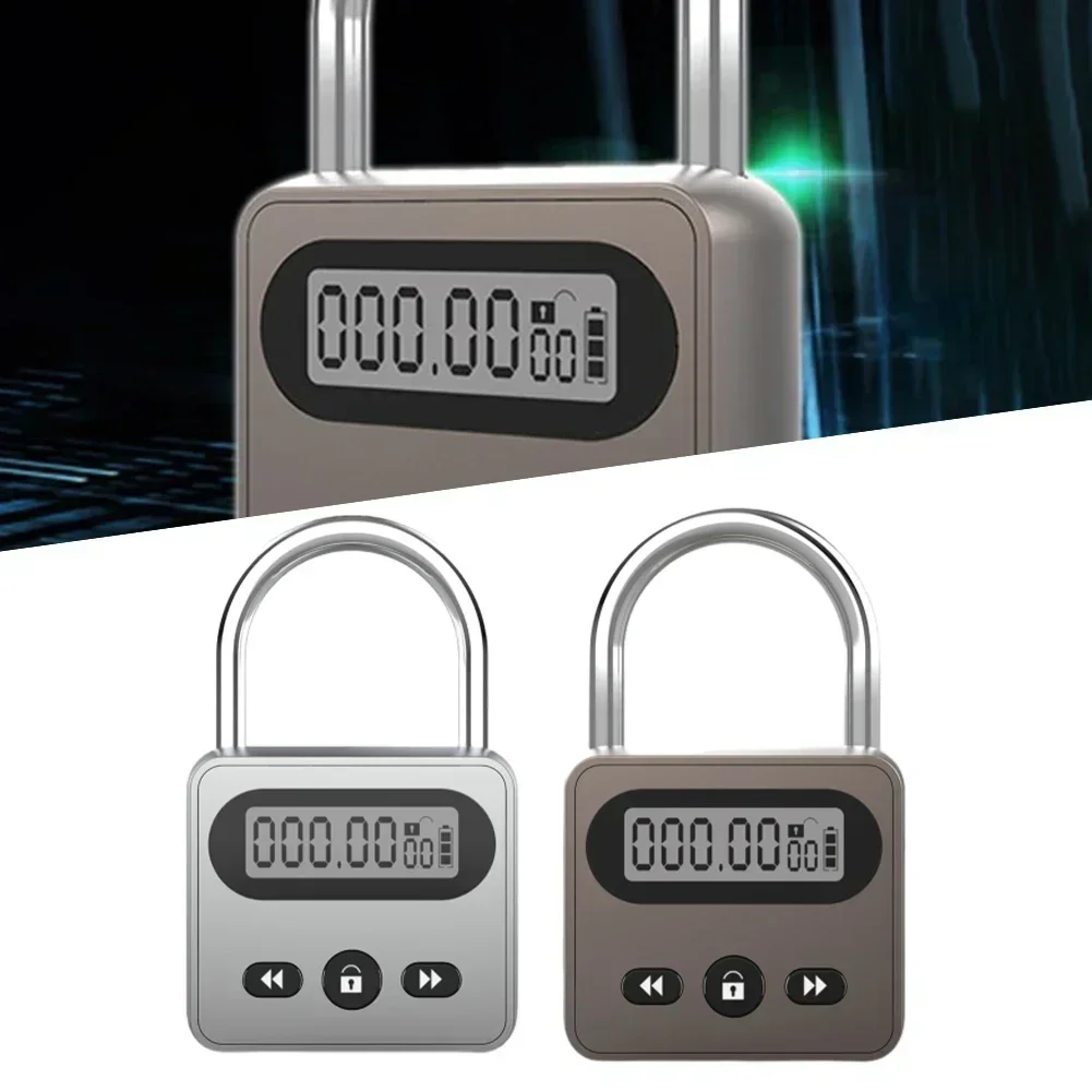 Mini Padlock Security Padlock Travel Padlock Luggage Padlock Metal Timer Lock LCD Display Multi-Function Electronic Time 999 Hours Max Timing USB Rechargeable Timer Padlock