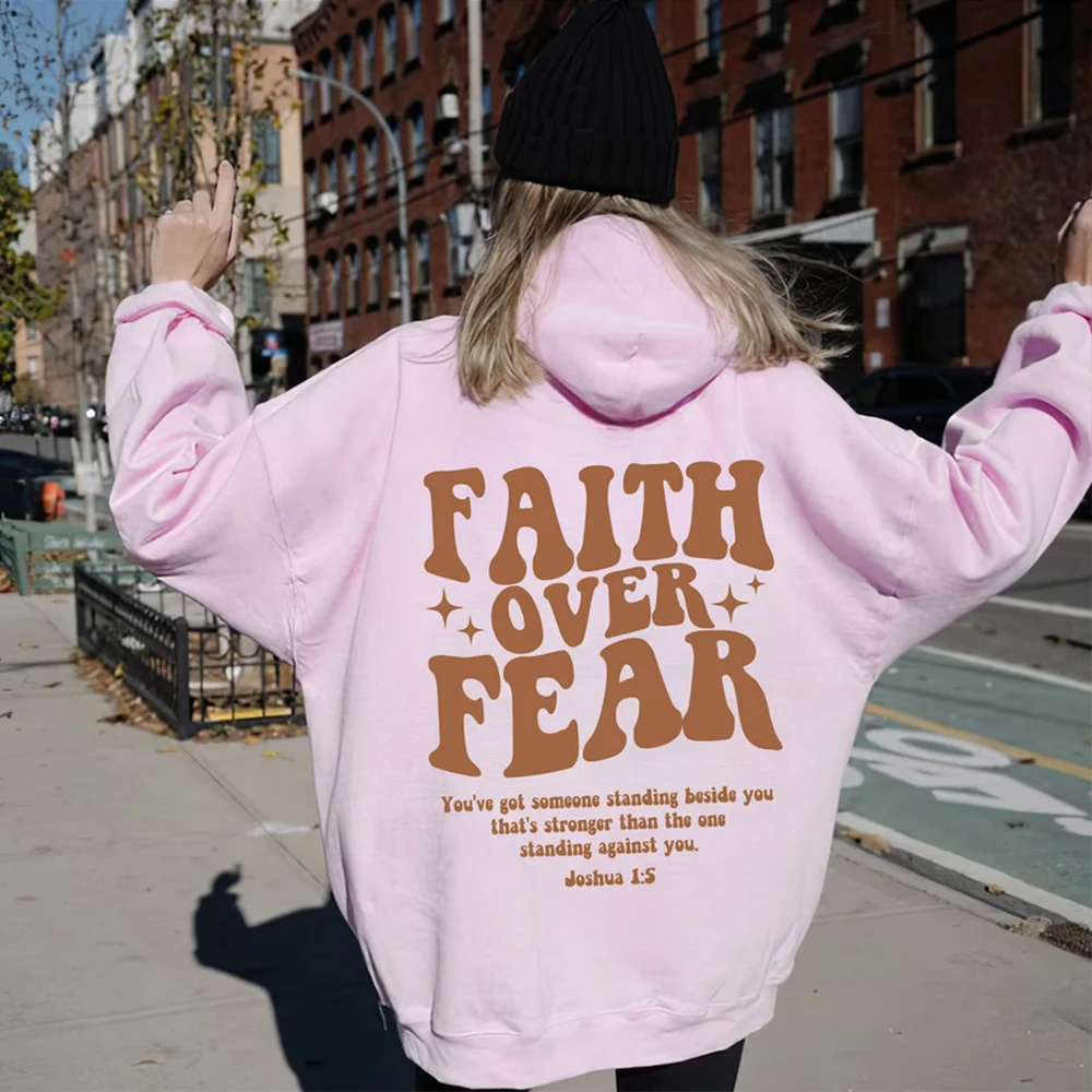Christian Faith Over Fear Hoodies voor Vrouwen Mode Zomer Jezus Casual
