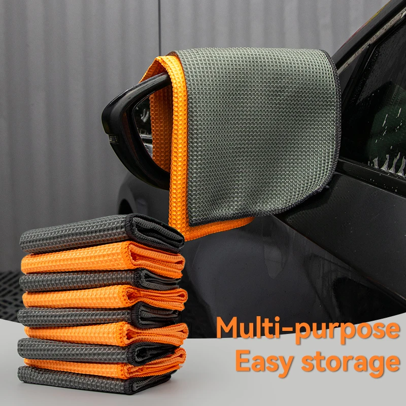 Premium Microfiber Waffle Weave Car Cleaning Towel - Lint-Free & Highly Absorbent 40x40cm