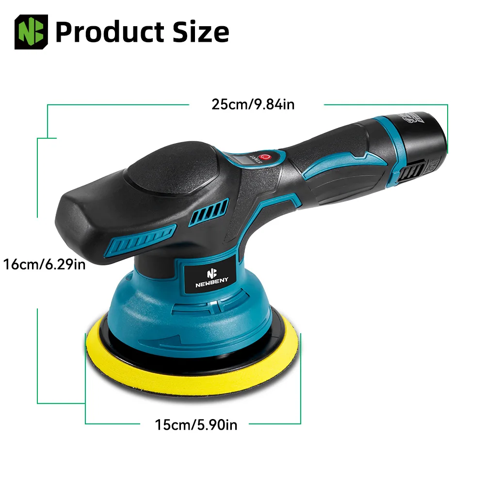 NEWBENY 150MM 8단 전동 자동차 광택기 무선 자동 연마 왁싱 샌딩 녹 제거 전동 공구