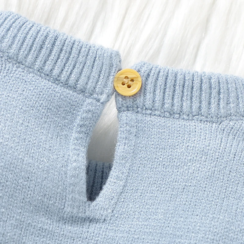 0-18m bébé barboteuses chapeaux ensembles printemps automne hiver bleu à manches longues tricoté nouveau-né garçons vêtements d'extérieur combishorts chapeaux Costumes 2 pièces costumes – Image 3