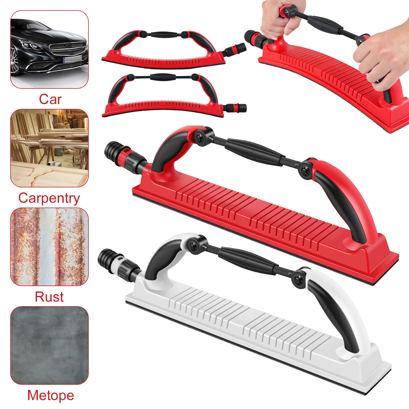 

Longboard Hand Sanding File Block Adjustable Dust Extraction Sanding Block with Hook and Loop Backing Plastic Longboard Hand