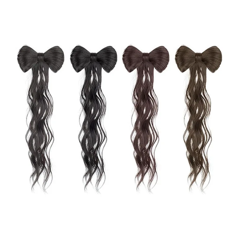 Bow Half-Tied High Ponytai Hairpin Chicken Feather Wig Braid Hair Clip Hair Pin Braid Wig Braid Fluffy Styling Hair Accessories