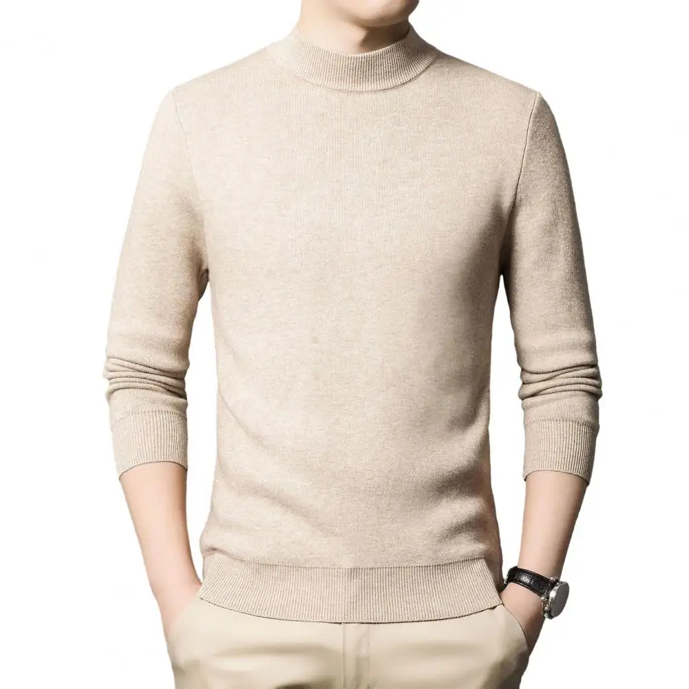 

Men Autumn Winter Knitting Sweater Half Turtleneck Long Sleeve Solid Color Slim Fit Warm Knitwear Streetwear Tops