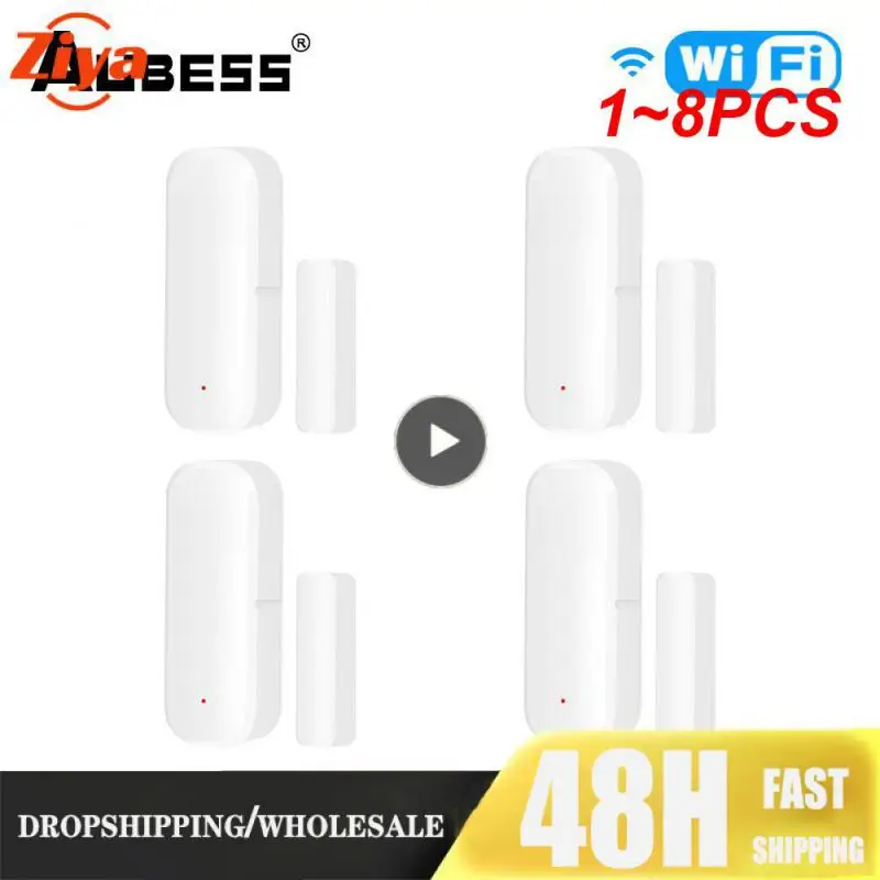 

1~8PCS Tuya WiFi Door Sensor Open/Close Detector Window Door Sensor APP Remote Control Linked Alarm Smartlife Support Alexa