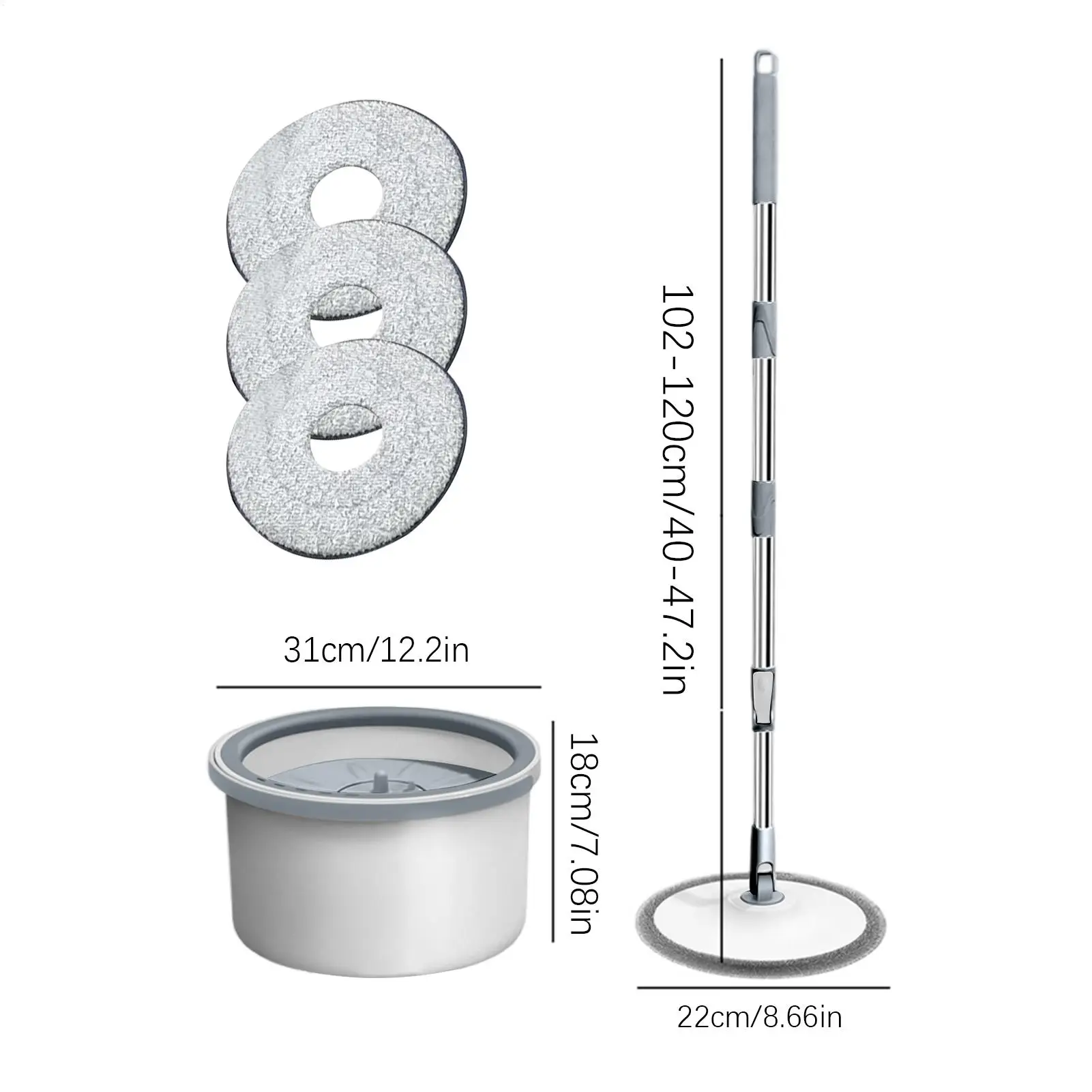 Mop With Bucket Set Rotating Mop Single Bucket Kit With Wringer Household Cleaner Supplies With Separate Dirty Water System For