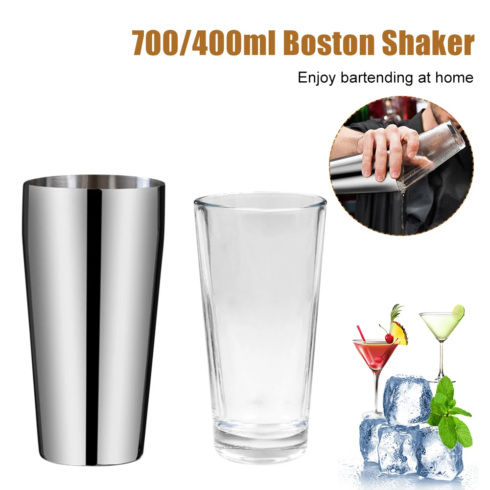 

Бостонский коктейльный шейкер из нержавеющей стали объемом 700 мл со стеклянной чашкой объемом 400 мл, Миксер Для винного мартини, шейкер для напитков Home Bar