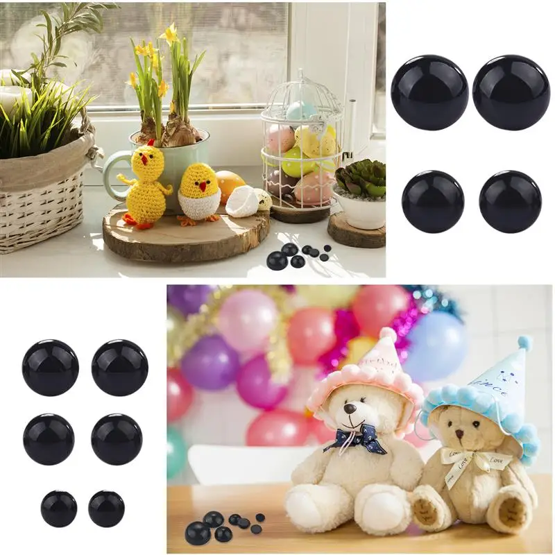 3-14mm Round Flat Black Eye Plastic Safety Eyes For DIY Dolls Making Doll Teddy Bear Eyes Crafts Sewing Accessories 100Pcs