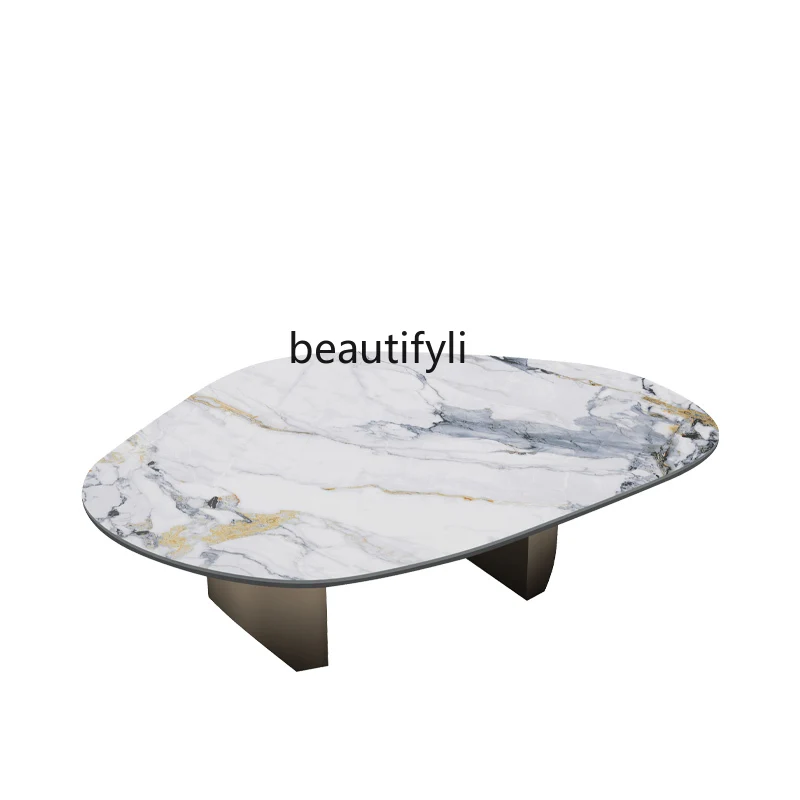 

Italian Luxury Slate Tea Table Light Luxury and Simplicity Living Room Marble Creative Strange Shape Tea Table Combination