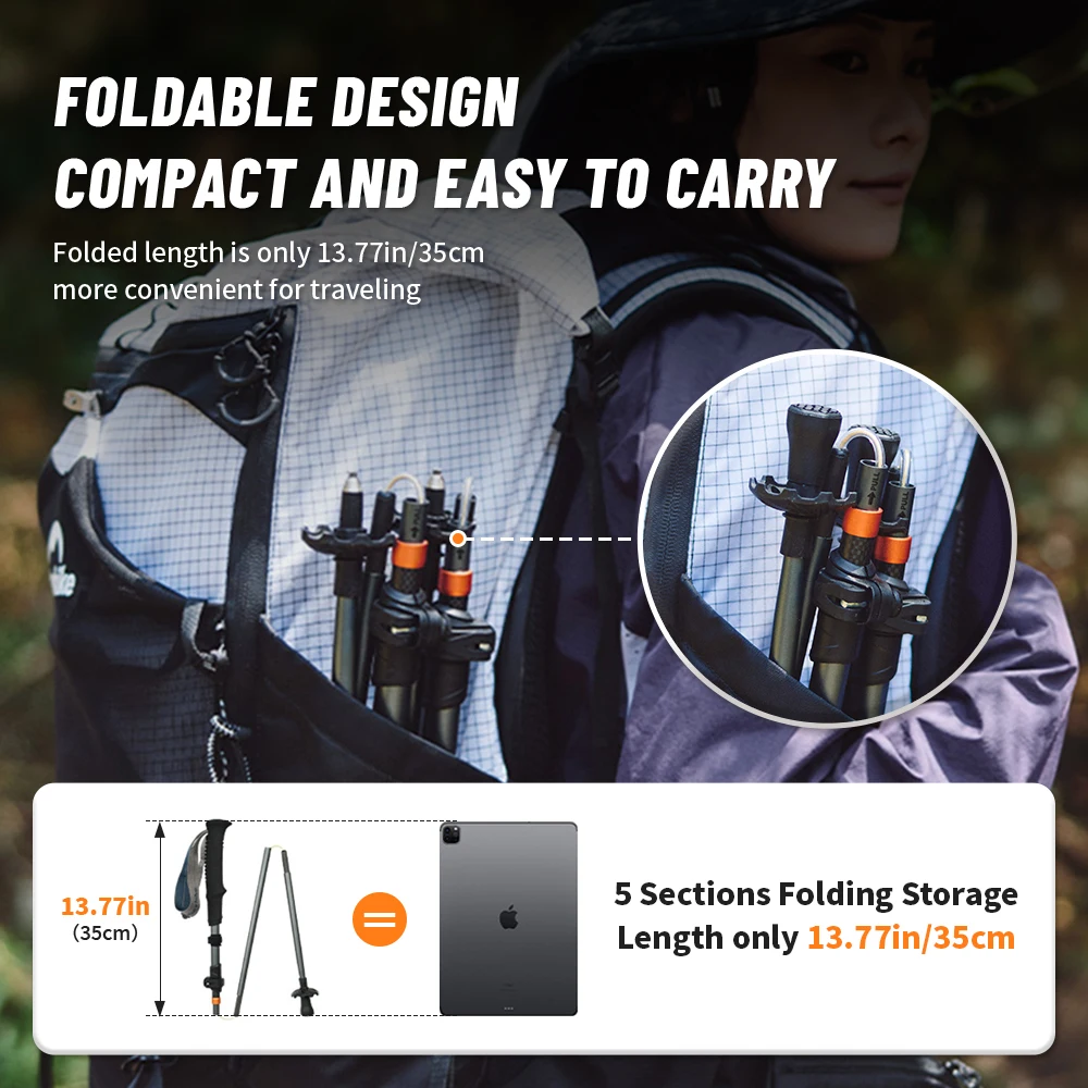 Naturehike Climbing Sticks Ultralight Outdoor Folding Trekking Poles Hiking Pole Collapsible Quick Lock Stick Carbon Fiber Poles 3