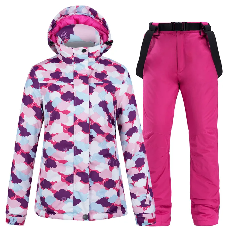 30 Winter Fashion Colorful Snow Suit Women Ski Snowboard Set