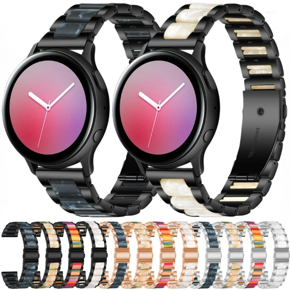 22mm 20mm Resin Strap for Samsung Galaxy Watch 3/4/6/Classic/5/Pro/Active 2 Metal Bracelet Huawei Watch 4/GT 2 3/Amazfit GTR/GTS