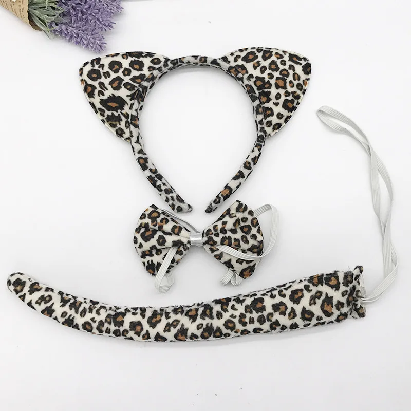 Anime Cat Ear Plush Headband Tail Bow 3pcs/set