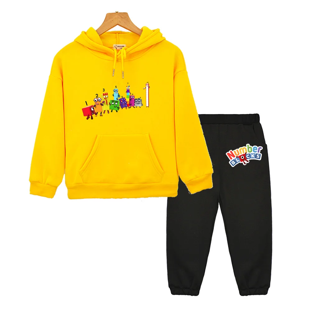 

Number Blocks Hoodie and Pants Sets Children Comfortable Soft Cute Sweatshirt for Autumn/winter Sudadera Boys Girls Clothing Kid