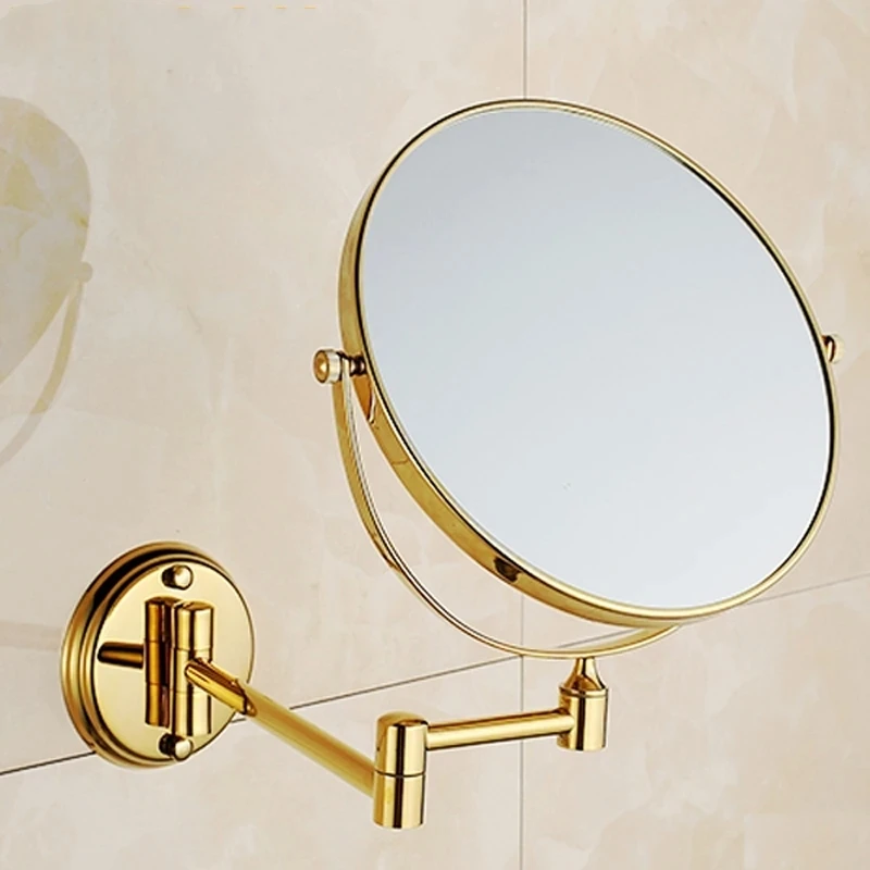 Bathroom Makeup Mirrors 6 inch Wall Mounted Bathroom Mirror 360 Degree Telescopic Folding 2-Face Double Bath Cosmetic Mirrors 3