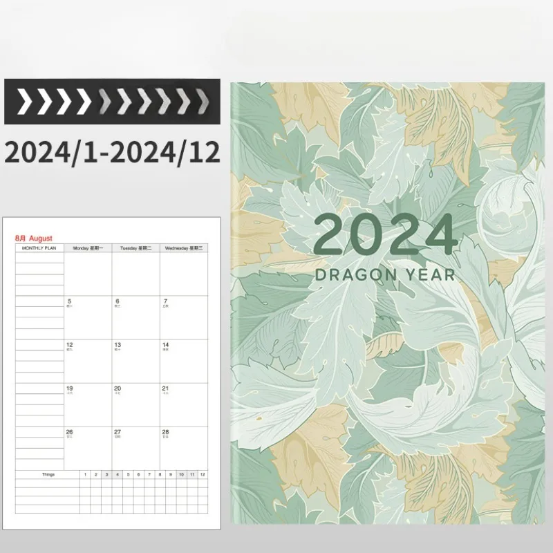 2024 Agenda Planner Calendar Notebook A4 Weekly Goal Habit Checklist 365 Days Schedules Organizer Writing Pads School Supplies images - 6