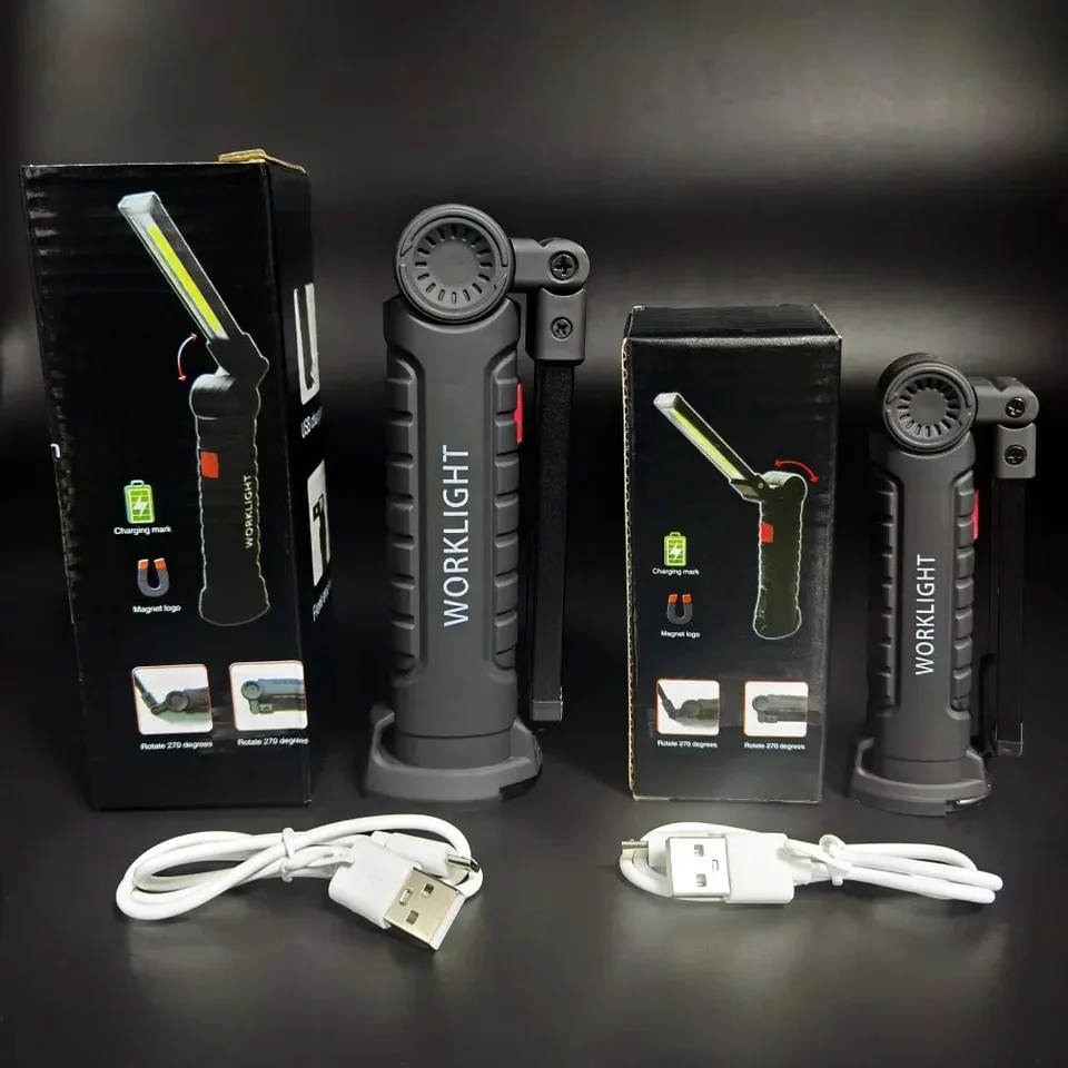 Torcia LED Ricaricabile USB-C Pieghevole - 5 Modalit&agrave;, Magnetica, Per Lavoro E Emergenza