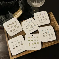 S925 Silver Needle Zinc Alloy Heart Shape Flower Butterfly Shape Earrings Set Cute Sweet Earrings For Women Jewelry Gift 1