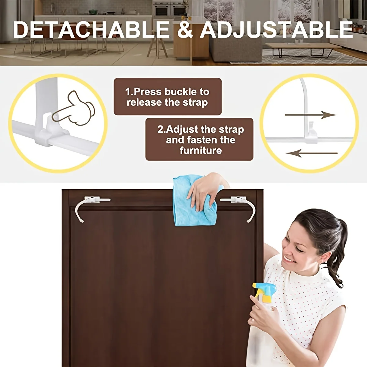 Furniture Anchors Upgraded Furniture Straps for Baby Proofing Prevent Falling Anti Tip Earthquake Straps for Child Safety furniture anti tip device