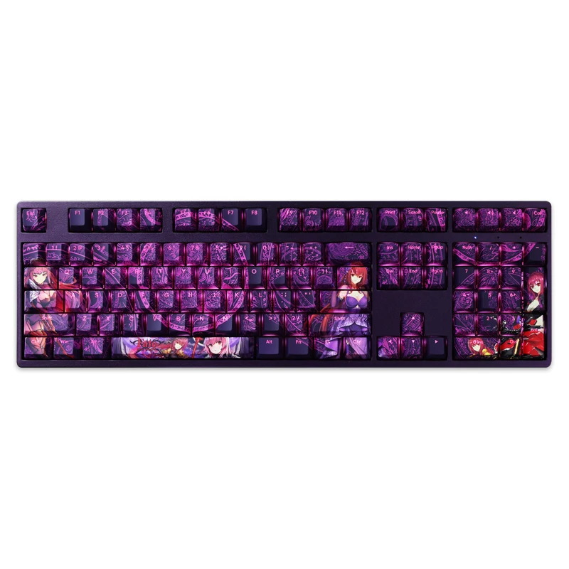 Chaves Pbt Lados Tintura Subbed Keycaps Anime dos Desenhos Animados Gaming Key Caps Scathach Backlit Keycap para o Destino Grande Fim Fgo 108 - Imagem 5