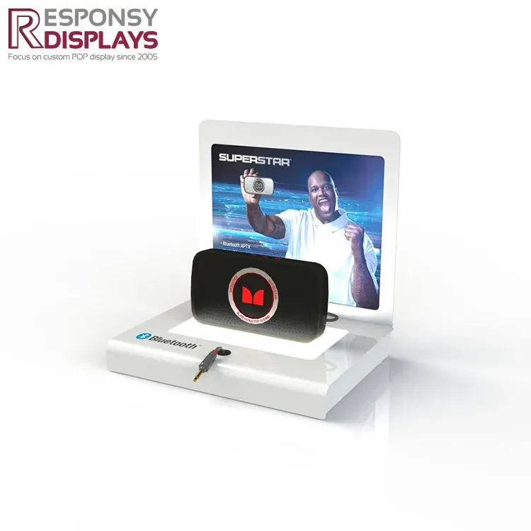counter size electronic POP acrylic audio sound display stand