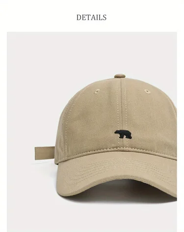 Stilvolle Baseballkappe mit Bärenstickerei, Sonnenschutz, atmungsaktiv, verstellbar, ideale Freizeitmütze für Herren und Damen, Unisex-Baseballkappe – Detail 3