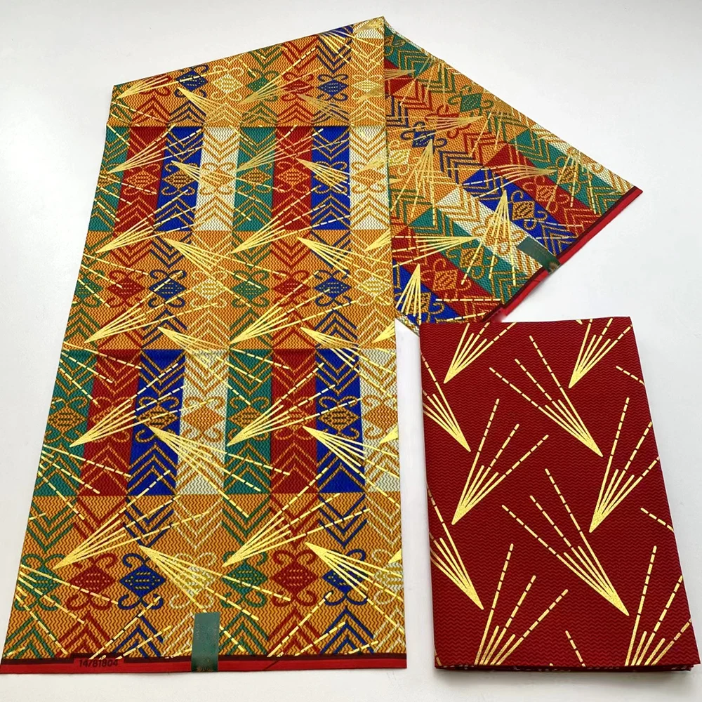 2026 Golden Wax Fabric Kente 100% Cotton African Wax Prints Pagne Nigeria Ghana Tissu 6 yards For Women Sewing Dress Loincloths, view 3