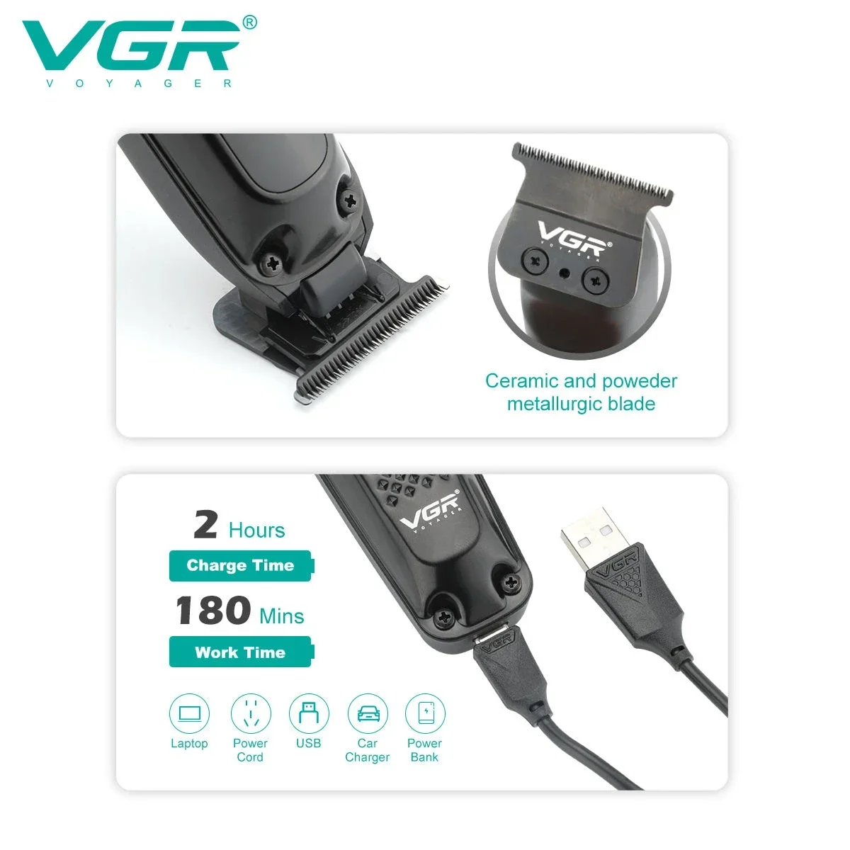VGR Barber Professional Cutting Electric Hair Clipper Cordless Haircut hine Trimmer for Men V-972_voghion.com