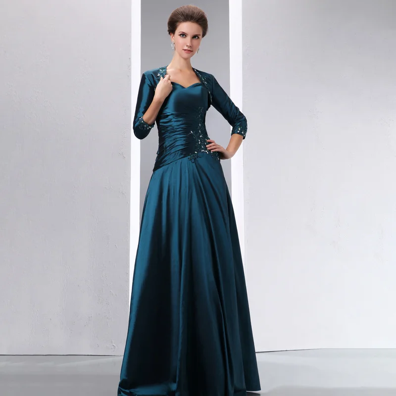 

Mother of The Bride Dresses with shawl temperament Satin Wedding Party Gowns A-line Ankle-Length Mother Dresses for Wedding