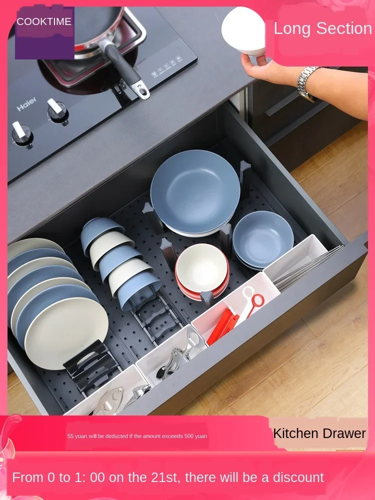 Modułowy Organizer na szuflada kuchenna odłączane łatwe do czyszczenia duże pojemność przechowywania do zastawy stołowej niezbędne materiały do szafek
