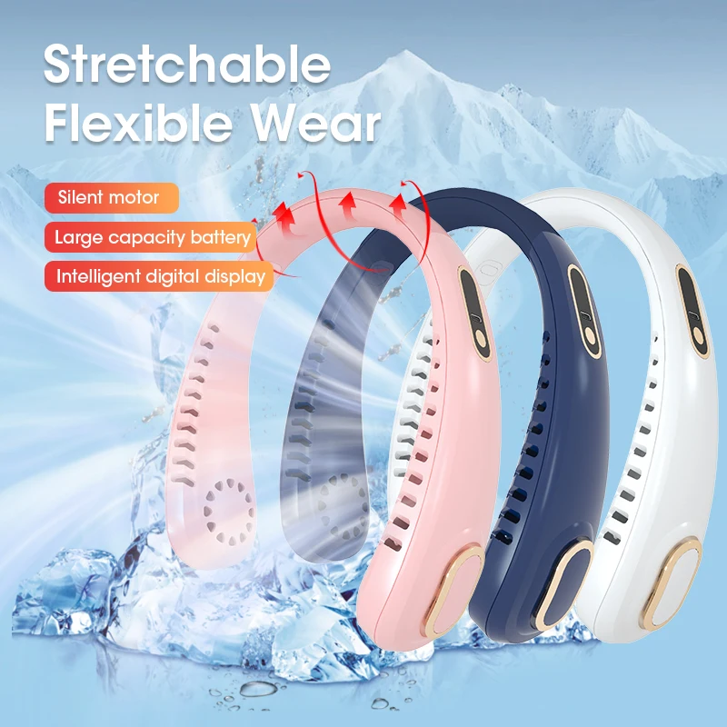 

Mini Neck Fan Portable Bladeless Fan USB Rechargeable Leafless Hanging Fans Air Cooler Cooling Wearable Neckband Fans