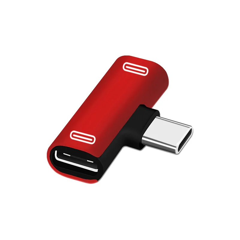 2 In 1 USB C Splitter Type C Male To Dual Type- Female Audio Connector Headphone Charging Adapter