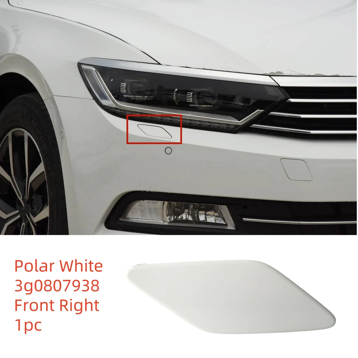 B8 2017-2019 3G 용 VW Passat 용 새로운 1Pc/1Pair 자동차 앞 범퍼 헤드 라이트 와셔 노즐 스프레이 제트 커버 캡 0807937   3G 0807938