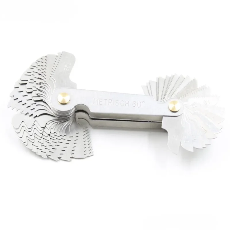 Stainless Steel Pitch Scale Measuring Tool 40Blades High Precision Metric 60 and Imperial 55 degree One Pcs thread gauge Samples