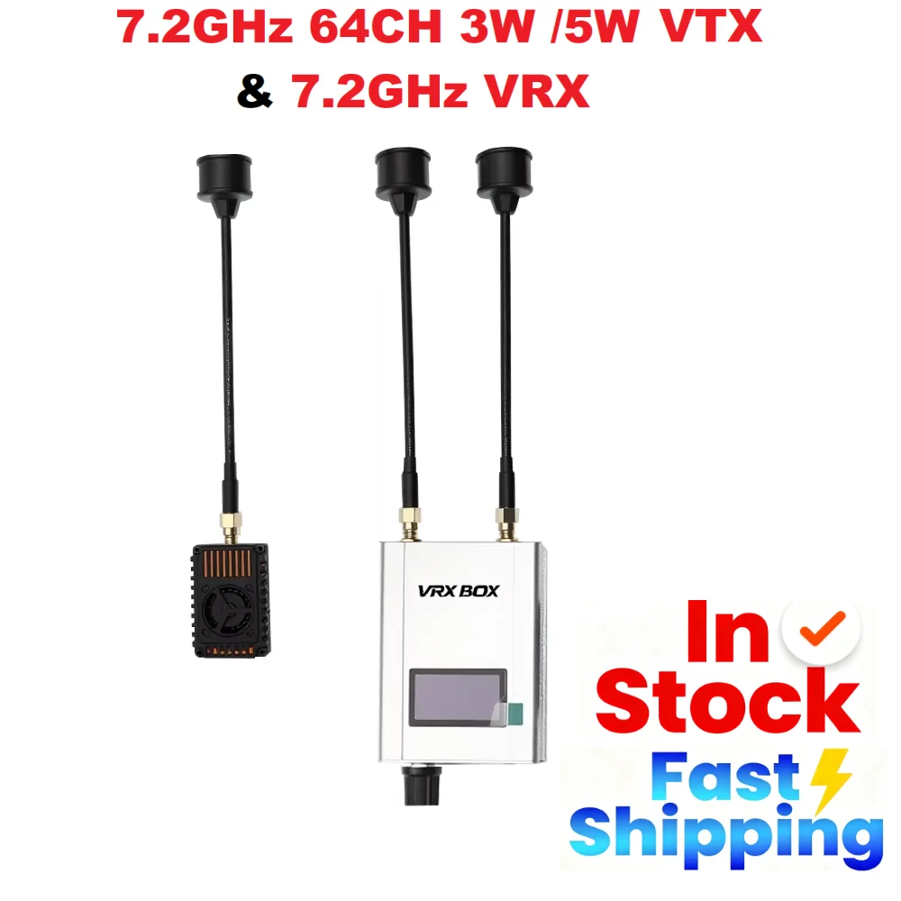 Émetteur Vidéo 7.2G 3W/5W VTX + VRX pour FPV Drone
