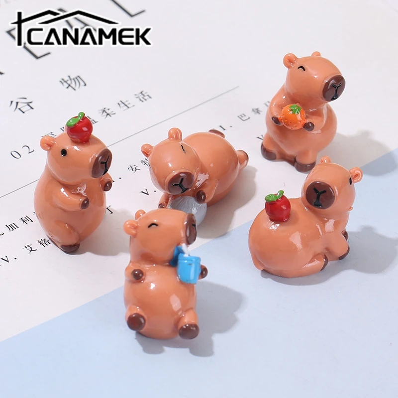 1Pc Cartoon Capybara Ornament Cute Miniature Animal Ornaments For Micro Landscape Craft Decorazioni Accessori