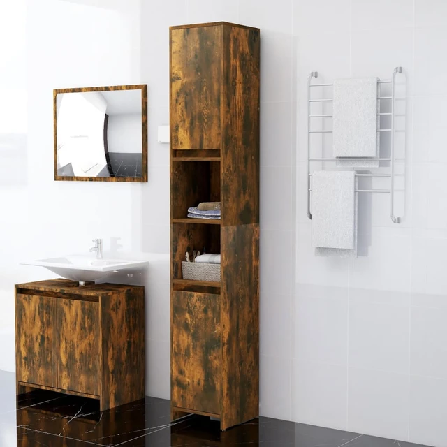 Armario de baño,Mueble Baño madera contrachapada color roble 60x33x61 cm  vidaXL