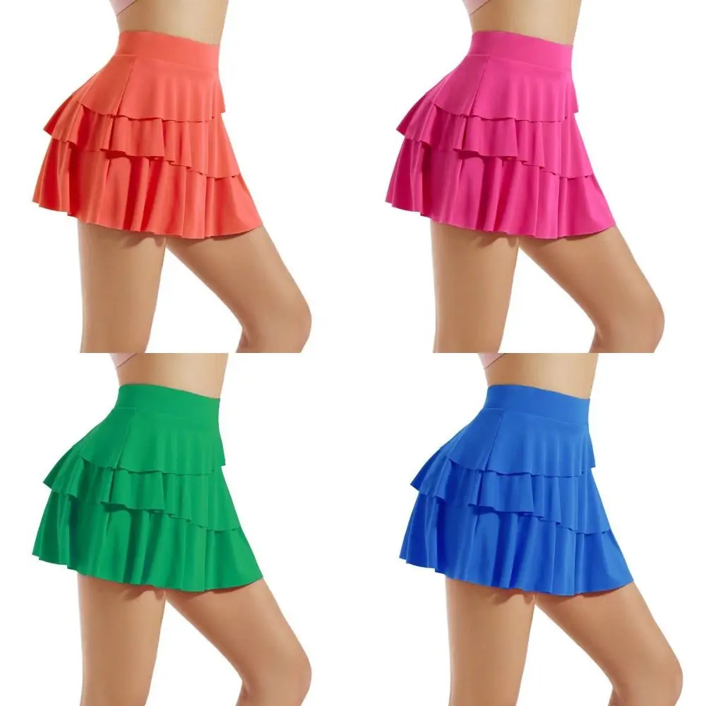 2 Pockets Women's Pleated Tennis Skirts Tummy Control Ruffle Golf Athletic Skirt with Shorts Quick Drying Layered Skirts Female