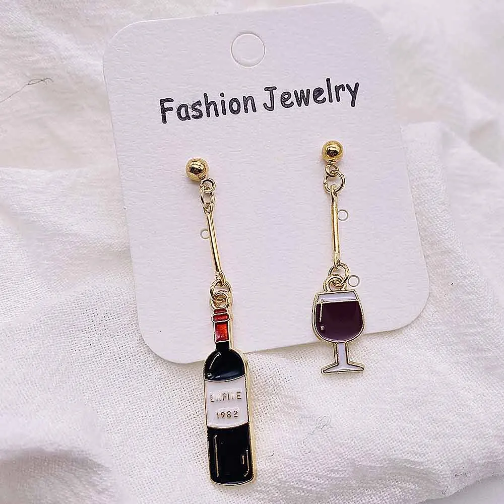 1 Pair Asymmetrical Wine Beer Earrings Mini Food Coffee French Fries Dangle Drop Earrings Jewelry Gifts for Women Girls 2